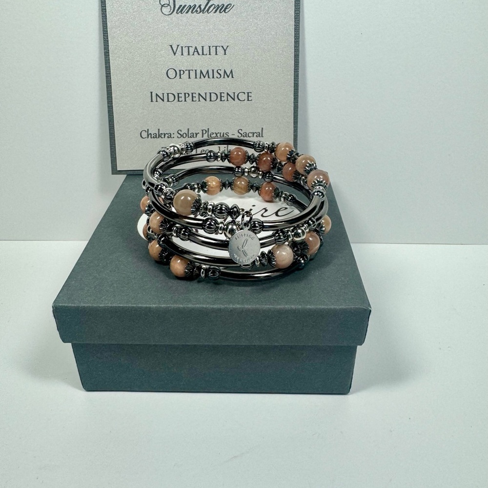 Sunstone Gemstone Wire Wrap Bracelet